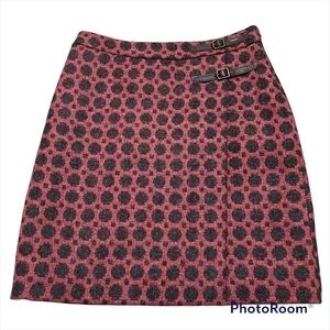 Boden British Tweed by Moon Wool Boho Faux Wrap Skirt with buckles size 4R